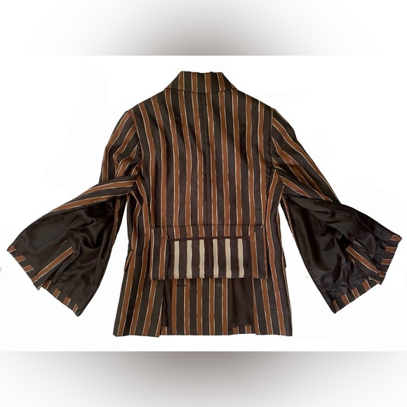 GOLDEN GOOSE Women's Blazer Double-Breasted Alpaca Blend Black Brown Striped XS - Picture 5 of 10